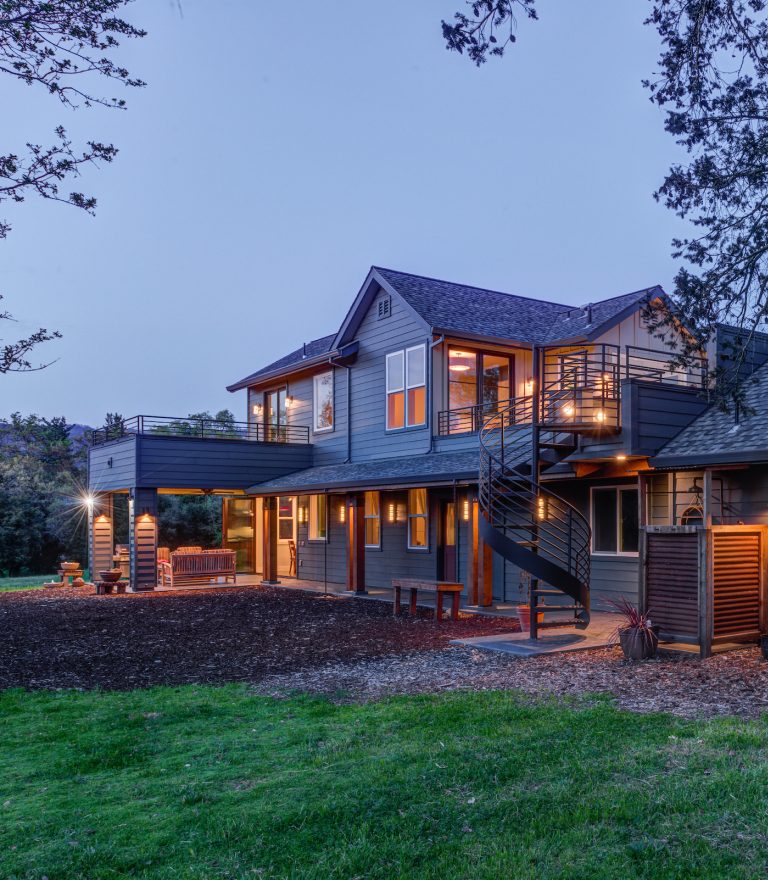 Custom home exterior by Sonoma County home builder LEFF Design Build.