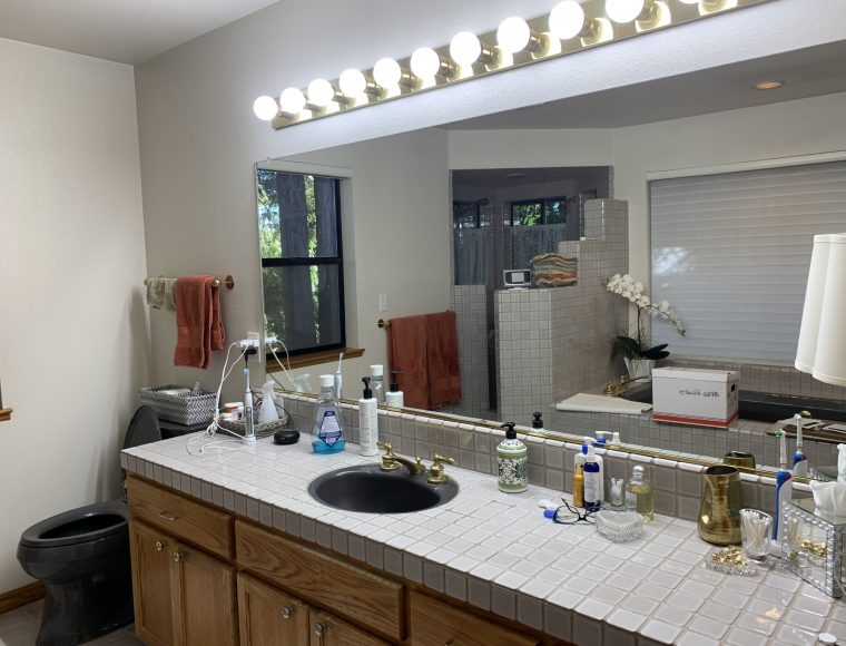 Existing bathroom sink area ready for custom remodel by Sonoma County's Premier Firm for Custom Homes + Remodeling LEFF Design Build.